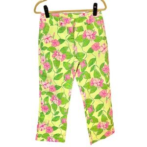 Lilly Pulitzer Resort Fit Side Zip Cigarette Pants Size 6 Cropped Green Pink